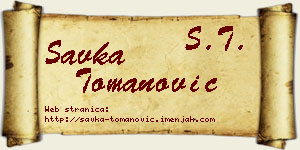Savka Tomanović vizit kartica
